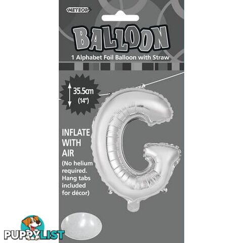 Silver G Alphabet Foil Balloon 35cm (14) - 9311965446866