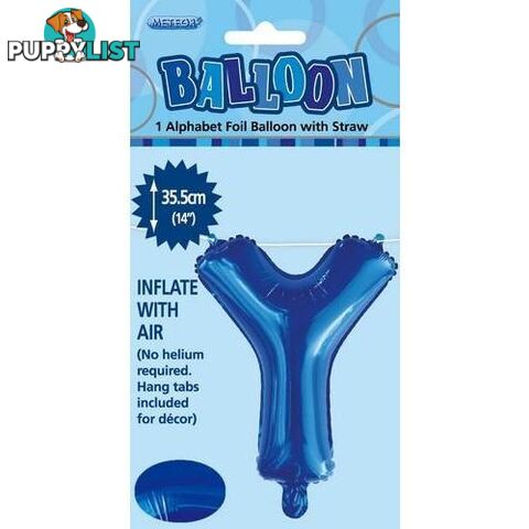 Royal Blue Y Alphabet Foil Balloon 35cm (14) - 9311965447344