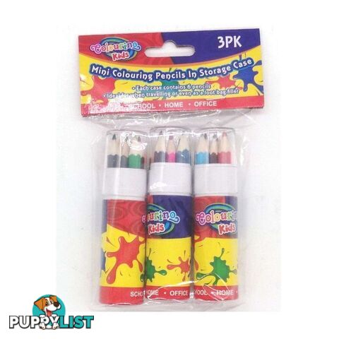 Pack of 3 6PK Mini Colouring Pencils In Tube Series - 9332625033783