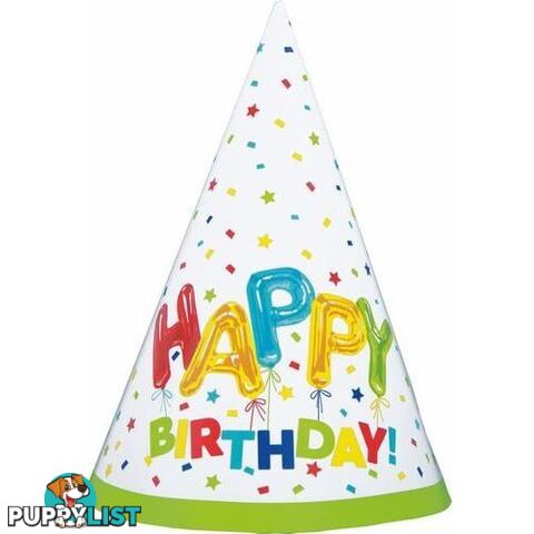 Happy Balloon 8 Party Hats - 011179731114