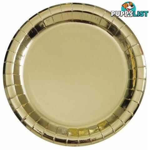 Gold Foil 8 x 18cm (7) Round Paper Plates - 011179322947