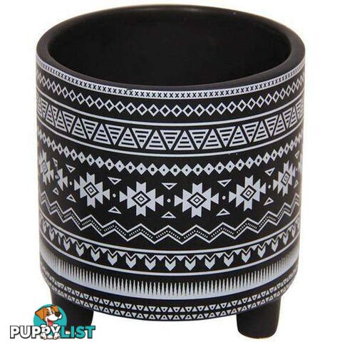 Aztec Design Pot 14.5cm Black - 800270