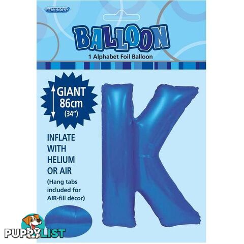 Royal Blue K Alphabet Foil Balloon 86cm (34) - 9311965483809