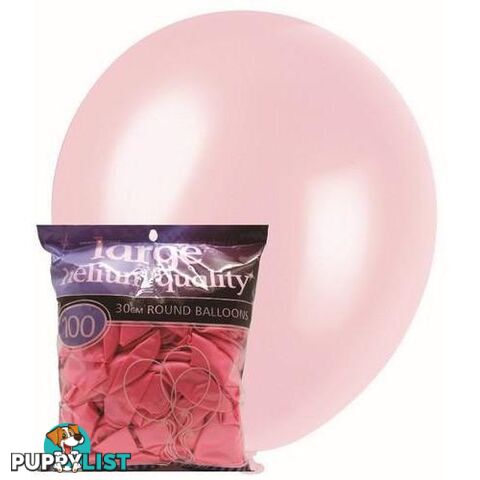 Pink - 100 x 30cm (12) Pearl Balloons - 9311965012825