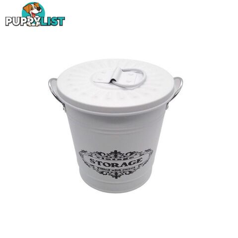 Round Bucket with Lid White 17x17cm High - 800620