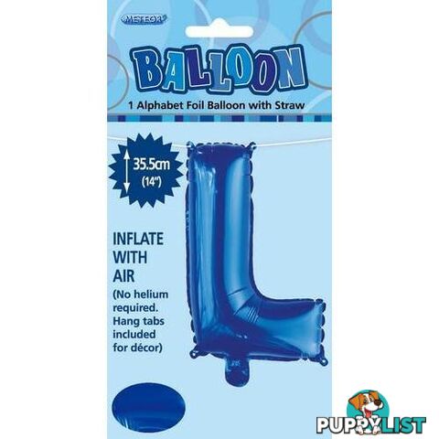 Royal Blue L Alphabet Foil Balloon 35cm (14) - 9311965447214