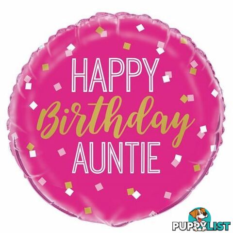 Pink Happy Birthday Auntie 45cm (18) Foil Balloon Packaged - 011179540396