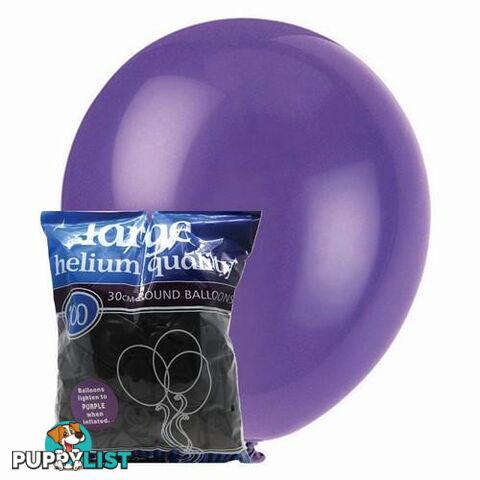 Purple - 100 x 30cm (12) Decorator Balloons - 9311965012467