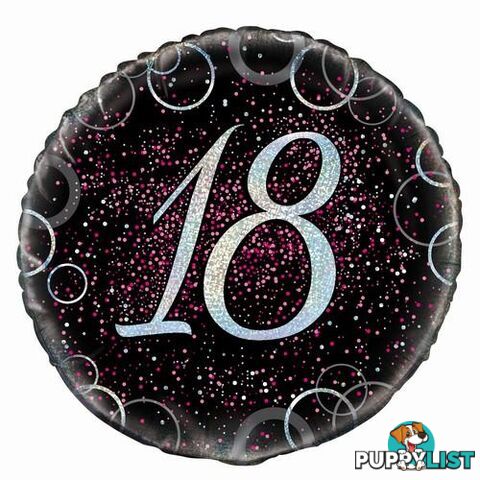 Glitz Pink 18th Birthday 45cm (18) Foil Balloon Packaged - 011179557936