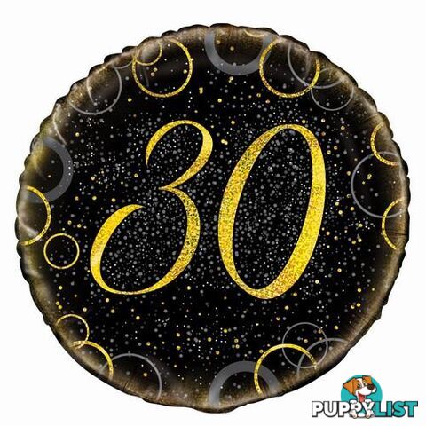 Glitz Gold 30th Birthday 45cm (18) Foil Balloon Packaged - 011179558346