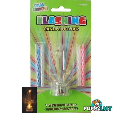 Flashing Birthday Candle In Holder - 4 - 011179375349