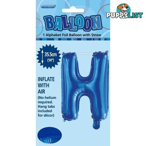 Royal Blue H Alphabet Foil Balloon 35cm (14) - 9311965447177