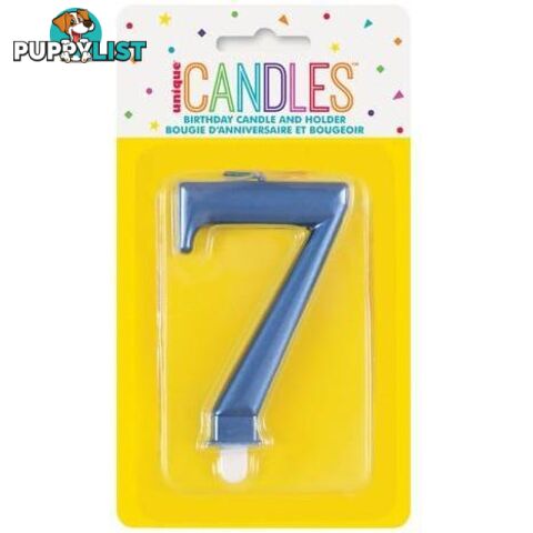 Numeral Candle 7 - Metallic Blue - 011179196173