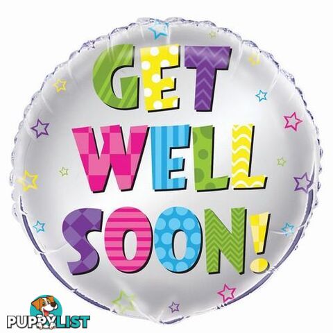 Bright Get Well Soon 45cm (18) Foil Balloon Packaged - 011179566556