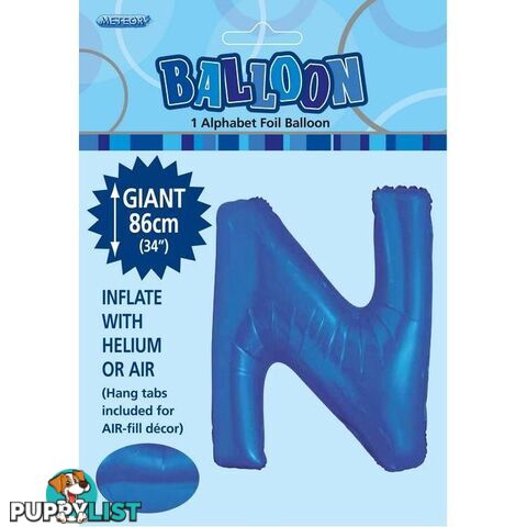 Royal Blue N Alphabet Foil Balloon 86cm (34) - 9311965483830