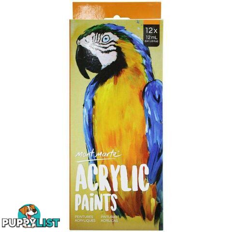 Mont Marte 12ml Acrylic Paint Set 12pcs - 9328577033797