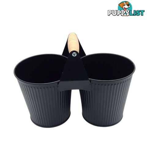 Double Bucket with Handle Black 25.5 W x13x14cm - 800587