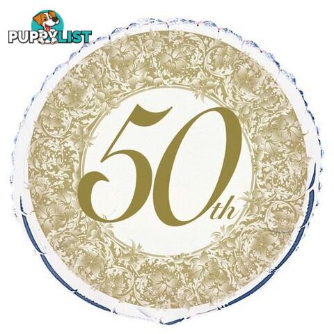 50th Anniversary 45cm (18) Foil Balloon Packaged - 011179522675