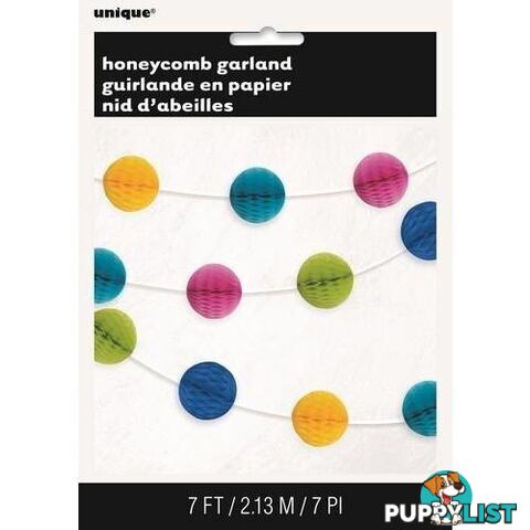 Honeycomb Ball Garland 2.13m (7) - Multi-Coloured - 011179496129