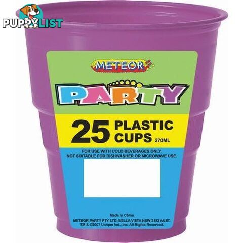 Pretty Purple 25 x 270ml (9oz) Plastic Cups - 9311965301288