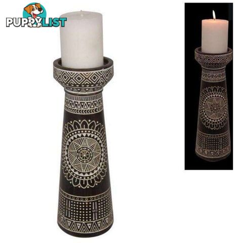 Boho Moroccan Tribal Pillar Candle Holder 30cm - 9319844623582