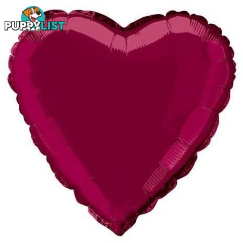 Burgundy Heart 45cm (18) Foil Balloon Packaged - 011179529629