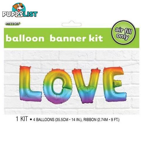 Love Rainbow 35.5cm (14) Foil Letter Balloon Kit - 9311965754657