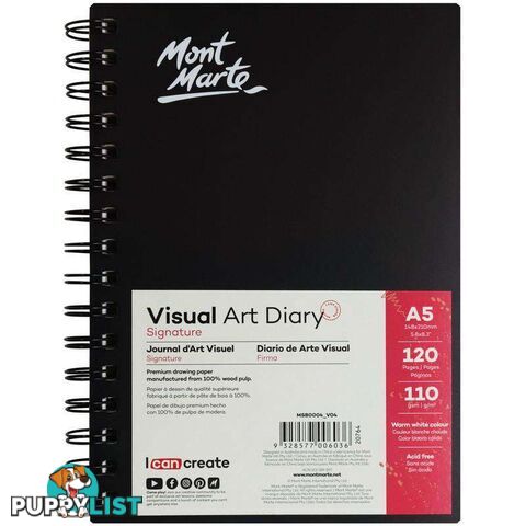 Signature Visual Art Diary 110gsm A5 120 Page - 9328577006036