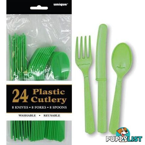 Lime Green 24 Assorted Cutlery - 011179313846