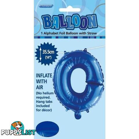 Royal Blue O Alphabet Foil Balloon 35cm (14) - 9311965447245