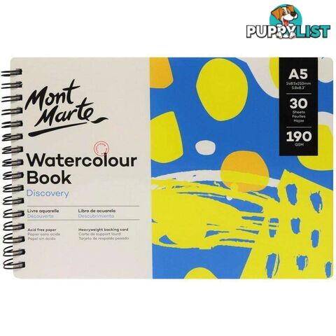 Mont Marte A5 Watercolour Book 190gsm 30 Sheets - 9328577039416