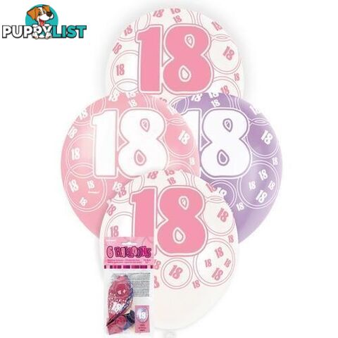 Glitz Pink 6 x 30cm (12) Latex Balloons - 18 - 011179808724