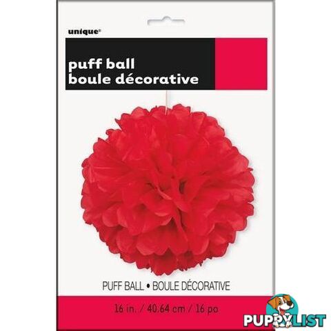 Puff Ball Decor Ruby Red 40cm (16) - 011179642755