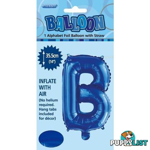 Royal Blue B Alphabet Foil Balloon 35cm (14) - 9311965447115