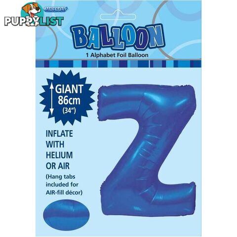 Royal Blue Z Alphabet Foil Balloon 86cm (34) - 9311965483953