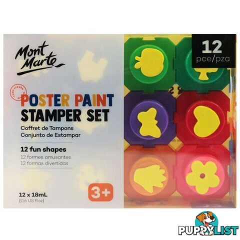 Mont Marte 18ml Poster Paint Stamper Set 12pcs - 9328577032943