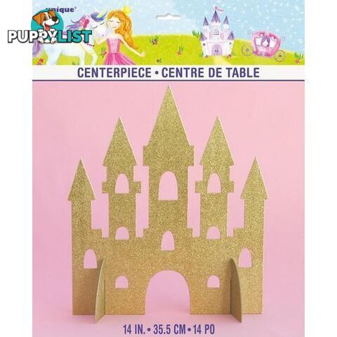 Magical Princess Gold Glitter Castle Centrepiece 35.5cm (14) - 011179583782