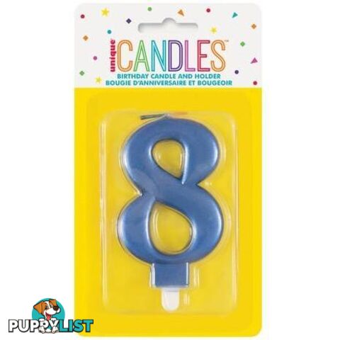 Numeral Candle 8 - Metallic Blue - 011179196180