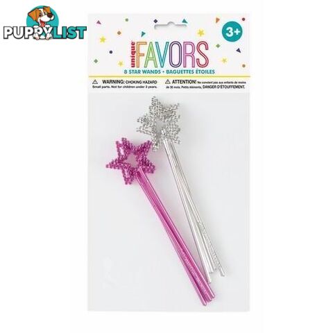 8 Mini Star Wands (16.5cm H x 4cm W) - 011179847983