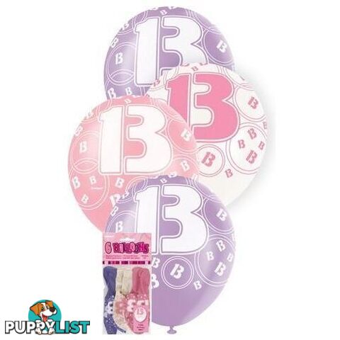 Glitz Pink 6 x 30cm (12) Latex Balloons - 13 - 011179809172