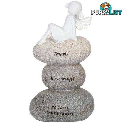 Angel On Triple Sentiment Stone 14cm - Prayers - 800259