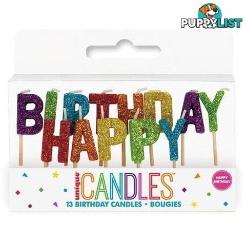 Rainbow Glitz Happy Birthday 13 Pick Candles - 011179199785