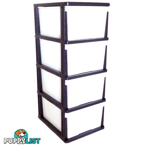 Mega 4 Drawer Plastic Storage Black White - 9328644007782