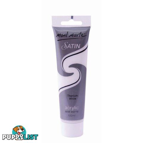 Mont Marte Satin Acrylic Titanium White Semi Matte 100ml - 9328577007248