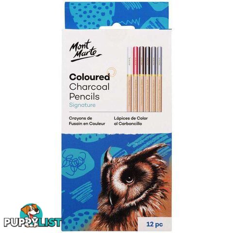 Signature Coloured Charcoal Pencils 12pce - 9328577012303