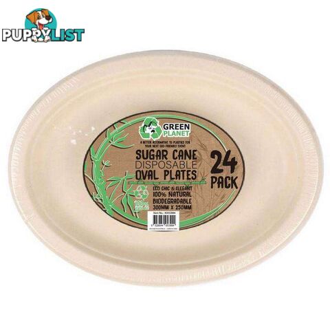 Sugar Cane Party Disposable Oval Plates 24 Pack - 9328644053994