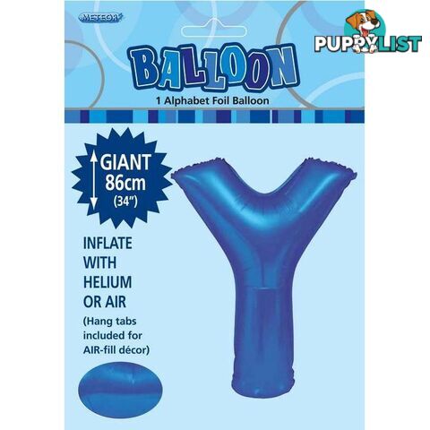 Royal Blue Y Alphabet Foil Balloon 86cm (34) - 9311965483946