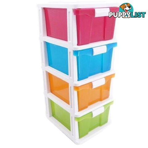 4 Drawer Compact Plastic Storage Multi Colour - 9328644013523