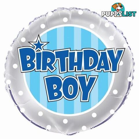 Blue Stripe Birthday Boy 45cm (18) Foil Balloon Packaged - 011179566778