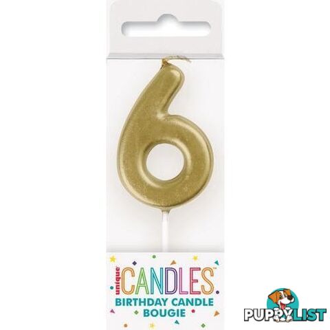 Mini Gold Numeral Pick Candles - 6 - 011179199563